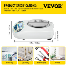 Load image into Gallery viewer, VEVOR Lab Scale Analytical Balance, 3000g x 0.01g Accuracy High Precision Lab Scale 13 Units Conversion Scientific Digital Laboratory Balance Scale for Lab, Jewelry, Industrial, Business(3000g, 0.01g)