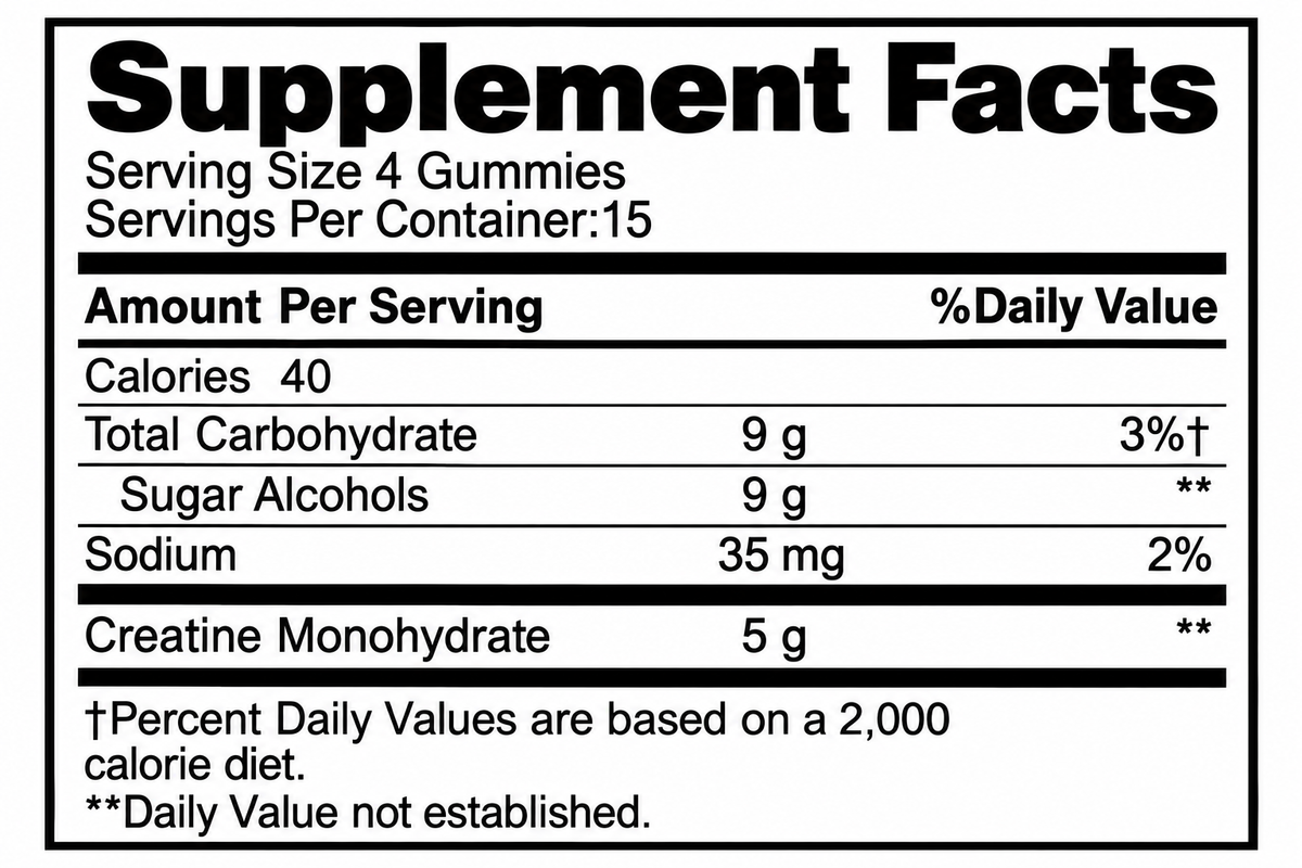 Sugar-Free Creatine Monohydrate Gummy