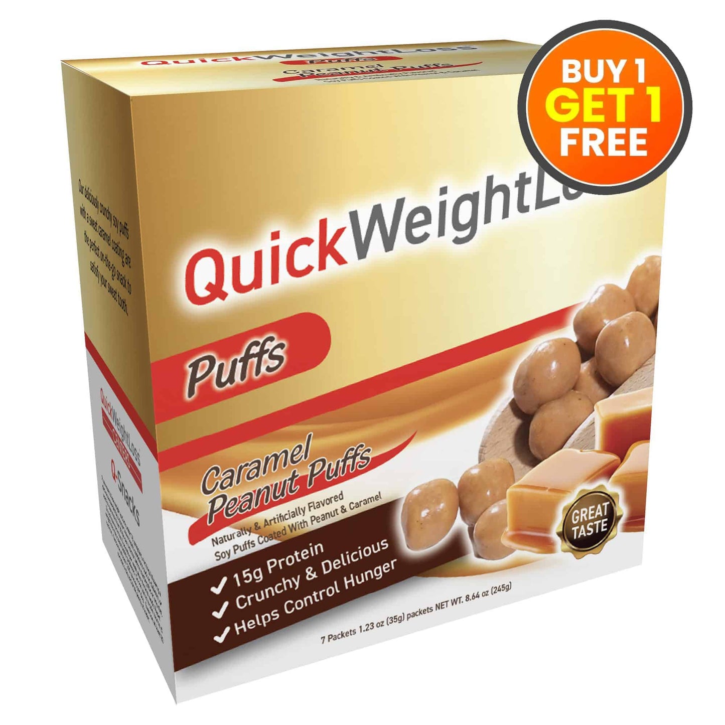Box of Quick Weight Loss Caramel Peanut Puffs .