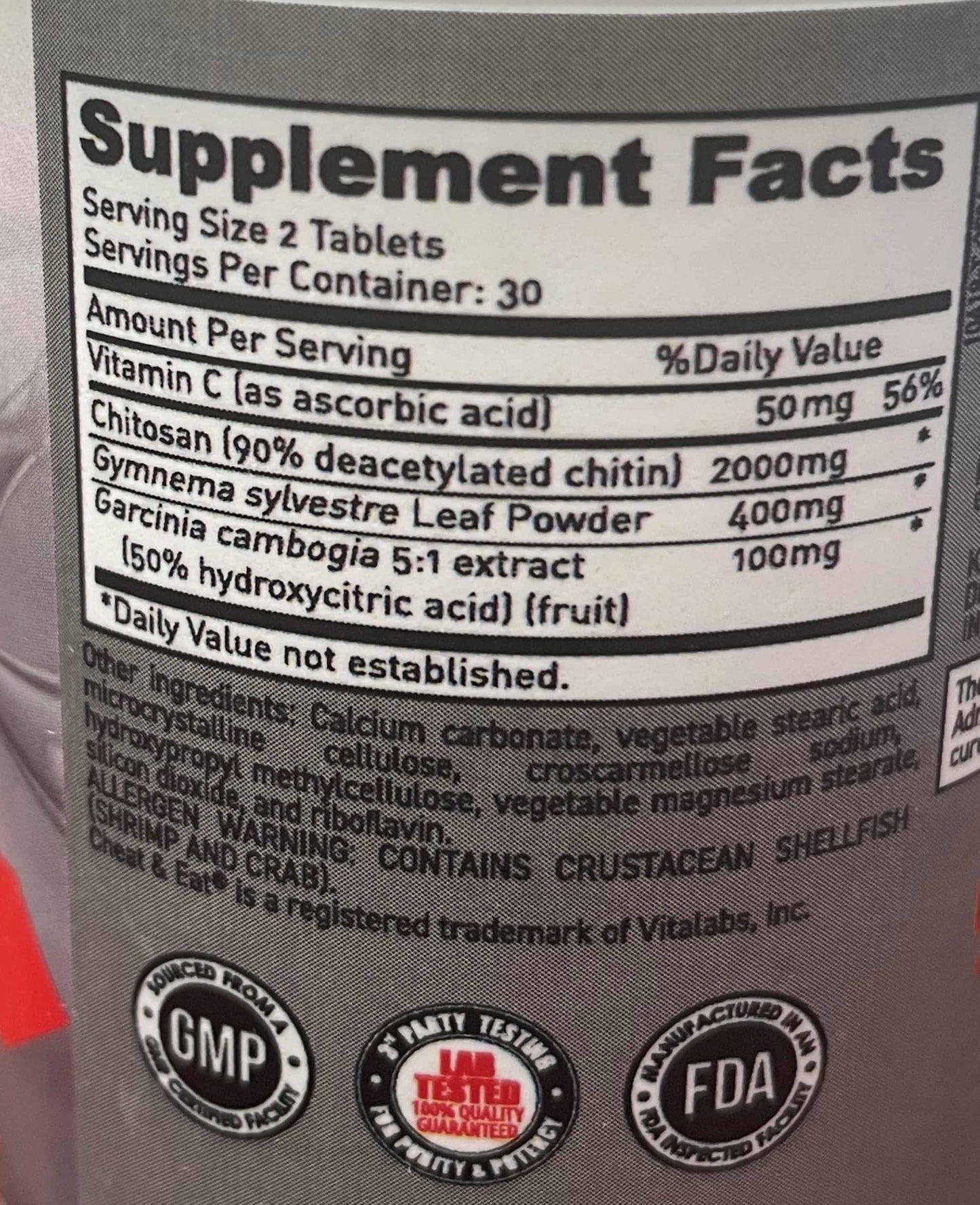 Cheat2b Supplement facts