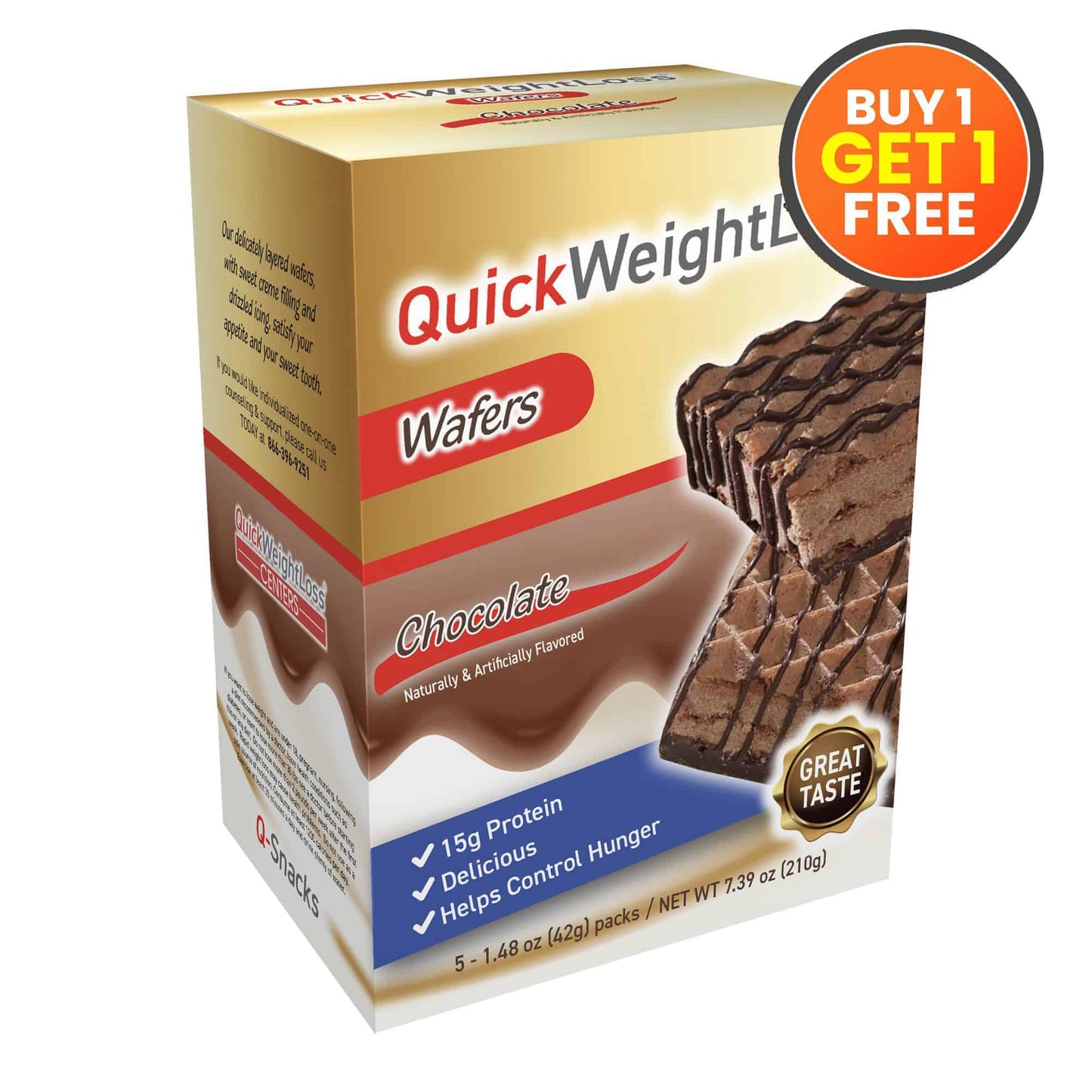 Box of Quick Weight Wafers Chocolate with promotional text .