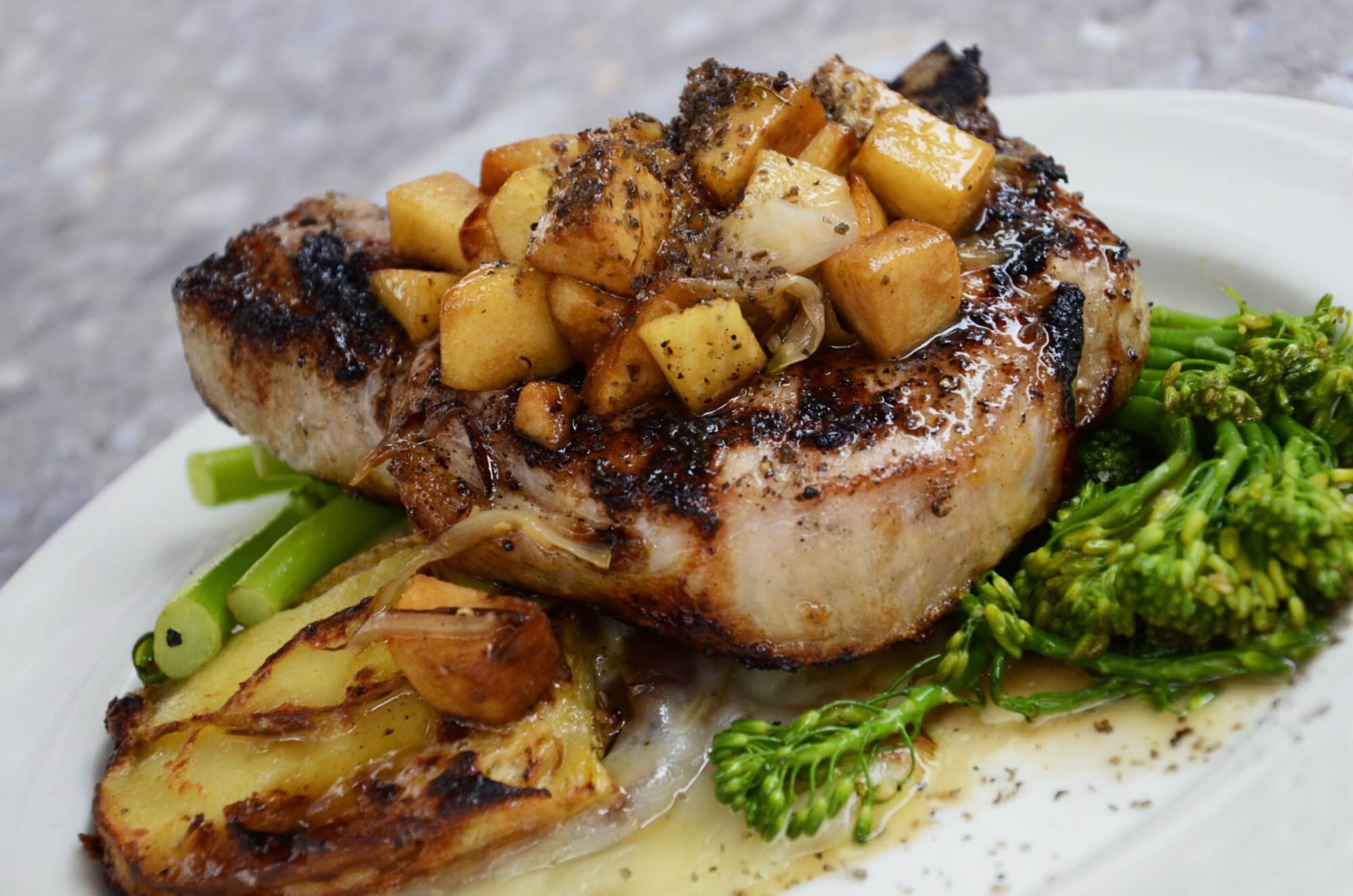 Grilled Apple Chicken paired with Broccolini