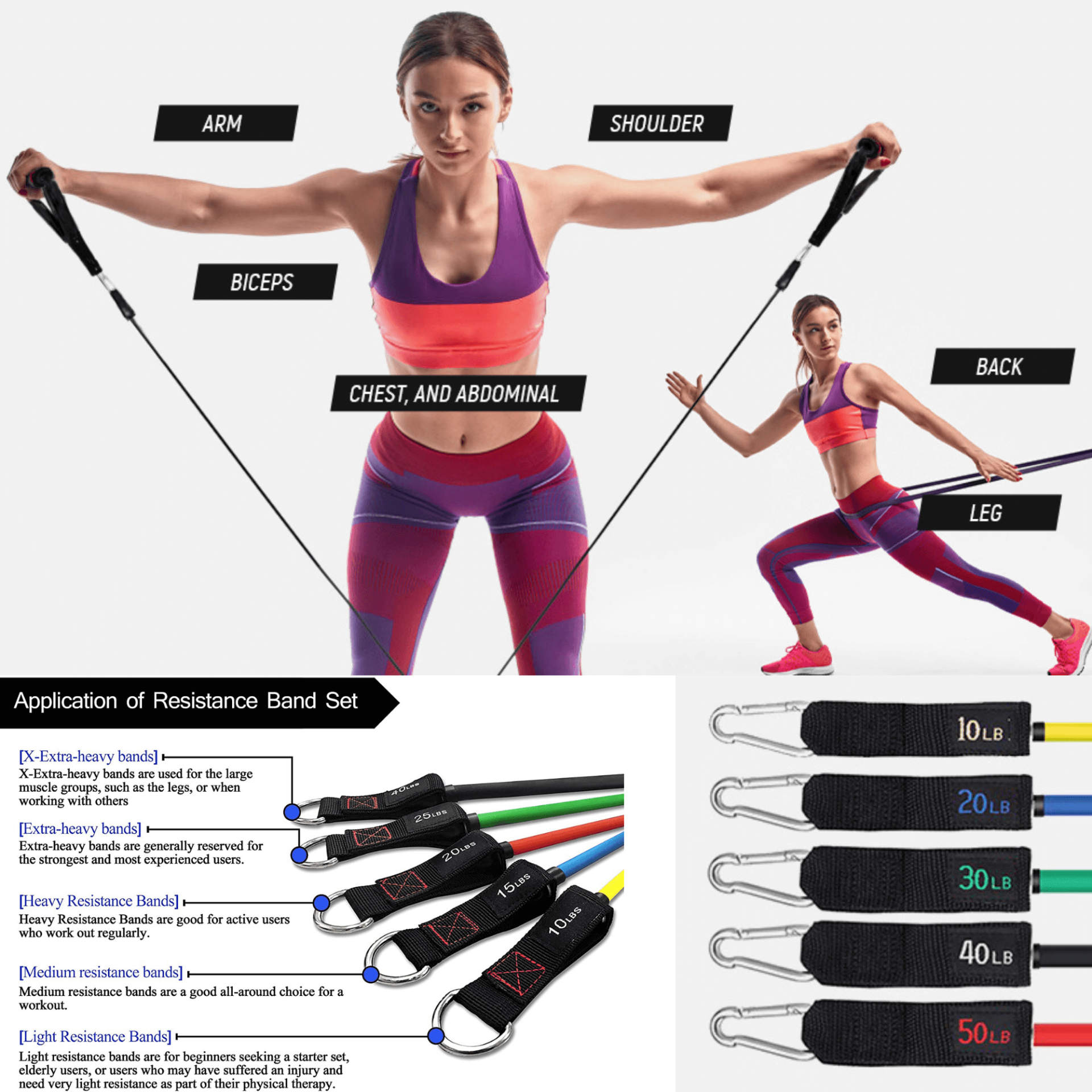 13-Pcs Resistance Band Home Workout Set