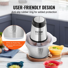 Load image into Gallery viewer, VEVOR Food Processor, Electric Meat Grinder with 4-Wing Stainless Steel Blades, 8 Cup+5 Cup Two Bowls, 400W Electric Food Chopper, 2 Speeds Food Grinder for Baby Food, Meat, Onion, Vegetables